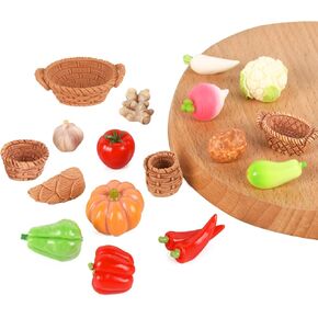 Mini Mixed Vegetables 23Pcs, Artificial Vegetable Miniature Resin Vegetables Figurines Mini Vegetable Models for Mini Kitchen Scene House Store Display Decoration