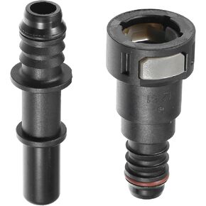 Car Fuel Line Hose Quick Release Connector Kit Straight 1/2" 12.61mm SAE to 1/2" 12mm Disconnect Hose Plastic Gray