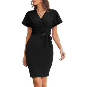 GRACE KARIN Women's Business Pencil Dress Short Sleeve Wedding Guest Office Work Dresses Cocktail Party