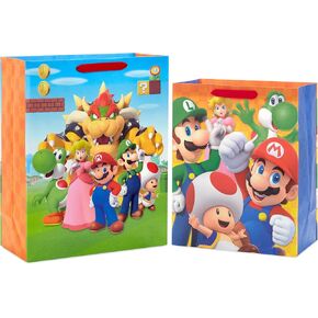 Hallmark Nintendo Super Mario Wrapping Paper Rolls for Kids with Cutlines on Reverse (3 Rolls: 60 Sq. Ft. Total) Mario, Luigi, Yoshi, Bowser, Princess Peach, Toad
