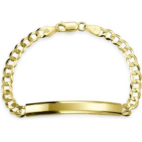 Unisex Personalize Bar Name Plated identification ID Bracelet For Men with Mariner, Curb, Figaro, Link Chain .925 Sterling Silver Made In Italy 7,8,8.5,9 Inch Customizable