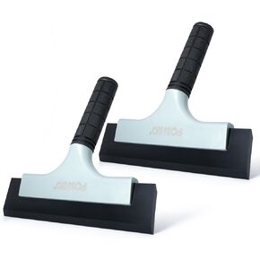 FOSHIO All-Purpose Car Window Squeegee, 2 Pack 8 inch Double Edge Squeegee Blades with Non-Slip Long Handle Car Squeegee for Window Cleaning, Windshield, Tile, Mirror, Shower Squeegee for Shower Doors