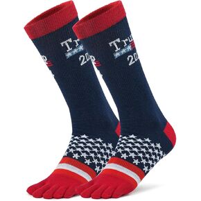 American Flag Toe Socks For Men Or Women Trump 2024 Crew Five Finger Socks Stripe Patriotic Freedom Day Gifts