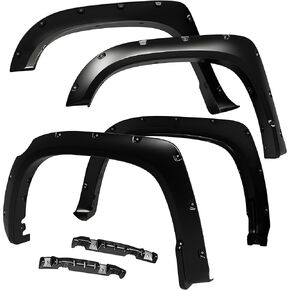 Tyger Auto Fender Flares Compatible with 2014-2021 Toyota Tundra, Smooth Textured Paintable Bolt-Riveted Style 4pc | TG-FF8T4178