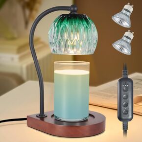 Candle Warmer Lamp with Timer-Electric Candle Warmer Lamp for Jar Candles with 2Bulbs Candle Warmer with Timer & Dimmer for Home Decor Gifts for Women Mom Christmas (Black-Green)