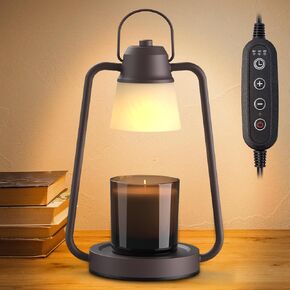 MAOYUE Candle Warmer Lamp Dimmable Timer: Electric Metal Top Down Light Heat Melting Wax Candles Vintage Fits Large Small Jar Scented Candel Warming Lantern Black