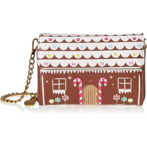 Betsey Johnson Gingerbread House Wallet Crossbody, Brown