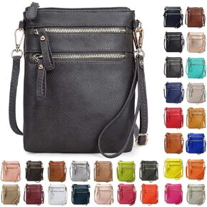 Solene Women's Crossbody Bag Multi Zipper Pockets with Detachable Wristlet, Lightweight Travel Purse, Cell Phone Purses