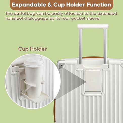 Joyway 20in Carry On Luggage with Cup Holder and USB Port, 20% Expandable Capacity, Smart Luggage Set with Anti-Slip Wheels and Handbag, Perfect for Men and Women - 3 Piece Set White in Kuwait