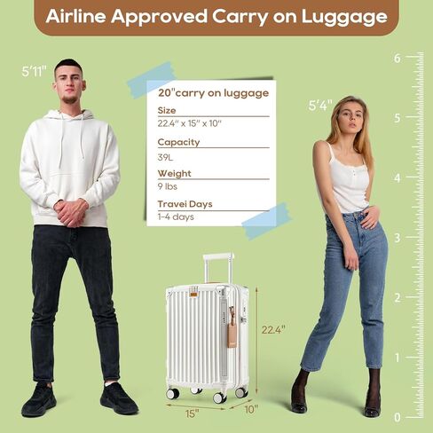 Joyway 20in Carry On Luggage with Cup Holder and USB Port, 20% Expandable Capacity, Smart Luggage Set with Anti-Slip Wheels and Handbag, Perfect for Men and Women - 3 Piece Set White in Kuwait