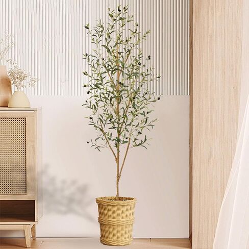 Artificial Olive Tree 6FT, Tall Faux Olive Trees Indoor Fake Olive Tree with Realistic Leaves and Fruits, Artificial Plants for Home Office Decor in Saudi Arabia
