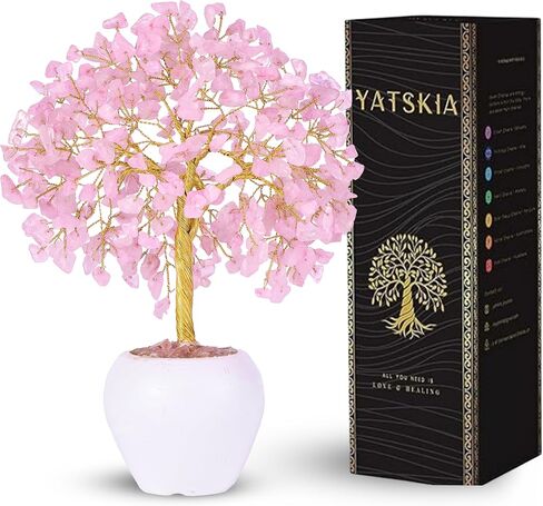 YATSKIA Rose Quartz Tree, Gemstone Tree, Healing Crystals and Stones, Quartz Crystal Tree, Birthday Gifts for Mom, Tree of Life Decor, Unique Gifts for Women, Crystal Decorations in Kuwait
