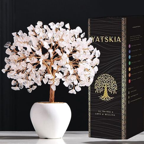YATSKIA Rose Quartz Tree, Gemstone Tree, Healing Crystals and Stones, Quartz Crystal Tree, Birthday Gifts for Mom, Tree of Life Decor, Unique Gifts for Women, Crystal Decorations in Kuwait