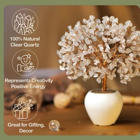 YATSKIA Rose Quartz Tree, Gemstone Tree, Healing Crystals and Stones, Quartz Crystal Tree, Birthday Gifts for Mom, Tree of Life Decor, Unique Gifts for Women, Crystal Decorations in Kuwait