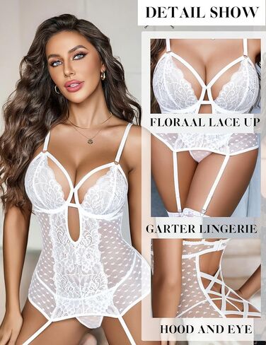 Avidlove Lingerie for Women Mesh Chemise Lace Babydoll Garter Lingerie Sets S-XXL (No Stocking) in Saudi Arabia