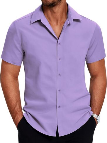 COOFANDY Men's Untucked Dress Short Sleeve Button Down Shirt Casual Summer Shirt in Saudi Arabia