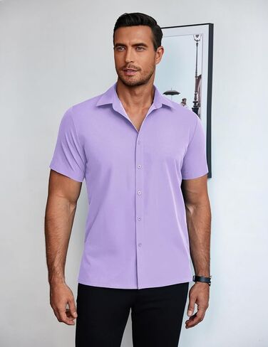 COOFANDY Men's Untucked Dress Short Sleeve Button Down Shirt Casual Summer Shirt in Saudi Arabia