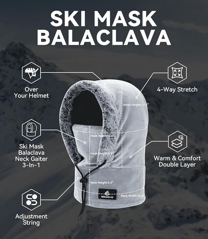 Gisdanchz Over Helmet Ski Mask Balaclava Face Mask Stretch Fleece Winter Hood Scarf Full Cover Winter Hat for Men Women in Kuwait