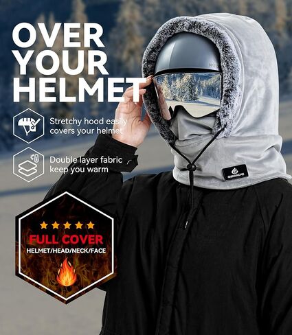 Gisdanchz Over Helmet Ski Mask Balaclava Face Mask Stretch Fleece Winter Hood Scarf Full Cover Winter Hat for Men Women in Kuwait