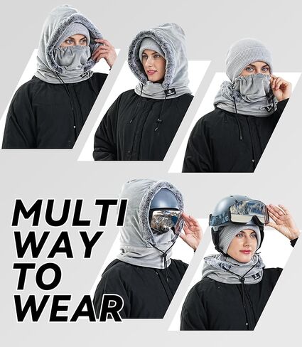 Gisdanchz Over Helmet Ski Mask Balaclava Face Mask Stretch Fleece Winter Hood Scarf Full Cover Winter Hat for Men Women in Kuwait