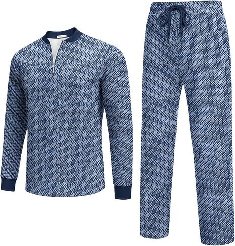 COOFANDY Men's 2 Piece Tracksuit Set Polo Athletic Sweatsuit Quarter Zip Jogging Long Sleeve Casual Sports Outfits in Kuwait
