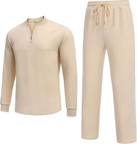 COOFANDY Men's 2 Piece Tracksuit Set Polo Athletic Sweatsuit Quarter Zip Jogging Long Sleeve Casual Sports Outfits in Kuwait