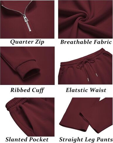 COOFANDY Men's 2 Piece Tracksuit Set Polo Athletic Sweatsuit Quarter Zip Jogging Long Sleeve Casual Sports Outfits in Kuwait