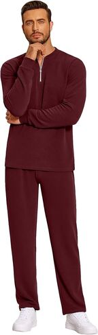 COOFANDY Men's 2 Piece Tracksuit Set Polo Athletic Sweatsuit Quarter Zip Jogging Long Sleeve Casual Sports Outfits in Kuwait