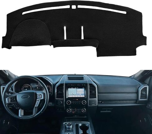 Dash Cover Mat Custom Fit for Ford F150 2015-2020 /F250 F350 F450 Superduty 2017-2022 / Expedition 2018-2021 with Light Sensor,Dashboard Cover Pad Carpet Without Forward Collision Warning (Black) J19 in Kuwait