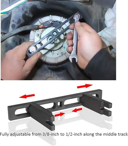 أداة حلقة قفل خزان الوقود العالمية 6599، أداة إزالة غطاء خزان مرسل الوقود ووحدة مضخة الوقود القابلة للتعديل، مفتاح ربط لفورد كرايسلر جنرال موتورز وغيرها in Kuwait