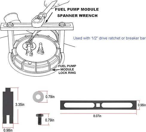 أداة حلقة قفل خزان الوقود العالمية 6599، أداة إزالة غطاء خزان مرسل الوقود ووحدة مضخة الوقود القابلة للتعديل، مفتاح ربط لفورد كرايسلر جنرال موتورز وغيرها in Kuwait