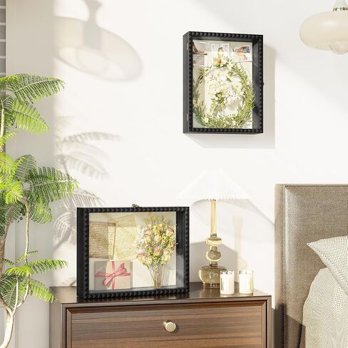 SZQINJI إطار صندوق الظل 11 × 14 صندوق ظلال كبير عميق عرض الحالات صندوق ذاكرة خشبي مع قفل باب على شكل ماسي عتيق لميداليات التخرج صور زفاف الطفل زهرة الحيوانات الأليفة التذكارية تذكارات بيضاء in Kuwait