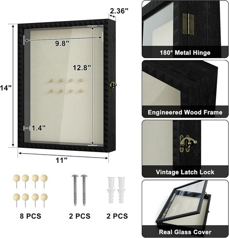 SZQINJI إطار صندوق الظل 11 × 14 صندوق ظلال كبير عميق عرض الحالات صندوق ذاكرة خشبي مع قفل باب على شكل ماسي عتيق لميداليات التخرج صور زفاف الطفل زهرة الحيوانات الأليفة التذكارية تذكارات بيضاء in Kuwait
