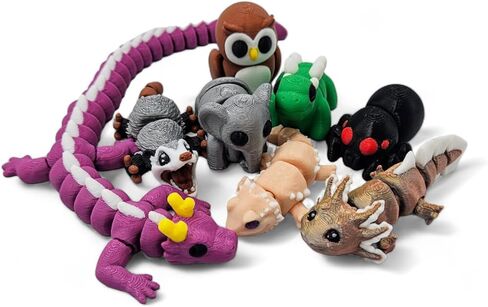 10 Pack Mystery Mini Animal Packs - 3D Printed Articulating Figurines - Unique and Fun Designs Includes Mystery Egg - Stress Relief (10 Pack) in Saudi Arabia