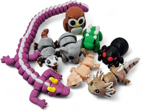 10 Pack Mystery Mini Animal Packs - 3D Printed Articulating Figurines - Unique and Fun Designs Includes Mystery Egg - Stress Relief (10 Pack) in Saudi Arabia
