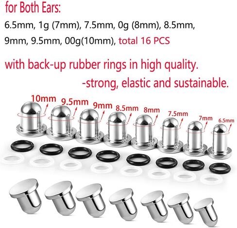 Casvort Unique 0.5mm Increments 16G-00g Comfy Pain-free Single Flared Dead Stretching Plugs, Hypoallergenic Stretch Friendly Body Piercing Tapers, Pierced Ear Lobe Stretching Kits. in Saudi Arabia