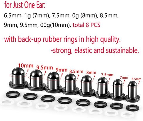 Casvort Unique 0.5mm Increments 16G-00g Comfy Pain-free Single Flared Dead Stretching Plugs, Hypoallergenic Stretch Friendly Body Piercing Tapers, Pierced Ear Lobe Stretching Kits. in Saudi Arabia
