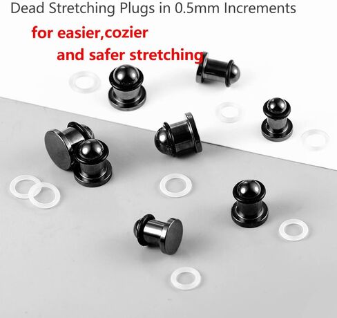 Casvort Unique 0.5mm Increments 16G-00g Comfy Pain-free Single Flared Dead Stretching Plugs, Hypoallergenic Stretch Friendly Body Piercing Tapers, Pierced Ear Lobe Stretching Kits. in Saudi Arabia