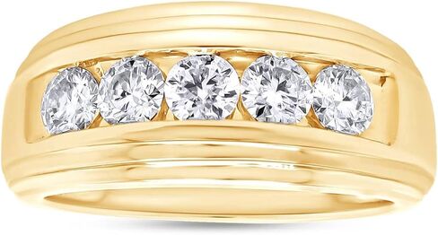SAVEARTH DIAMONDS Round Lab Created Moissanite & Lab Grown Diamond Men's Anniversary Wedding Band Ring In 14k Gold Over Sterling Silver (0.50 Cttw To 2.00 Cttw) in Saudi Arabia