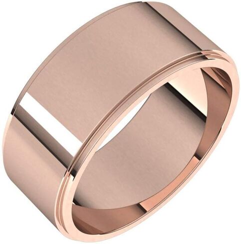 Flat Wedding Band Beveled Edge Solid 925 Sterling Silver Real 10k 14k 18k Yellow Rose White Gold OR Platinum Ring Classic Plain Stepped 3mm 4mm 5mm 6mm 8mm in Kuwait