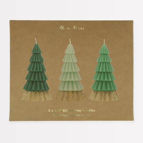 Meri Meri Green Tree Christmas Candles (Pack of 3), Unscented Decorative Candles, 5" Tall, Long Lasting Candles Burn Approx 3.5 Hours in Kuwait