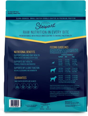 Stewart Dog Food, Raw Coated Chicken & Vegetable Recipe, 4 lb. Bag, Probiotics for Dogs, Made in USA, Chicken Dog Food, Products for Dogs in Saudi Arabia
