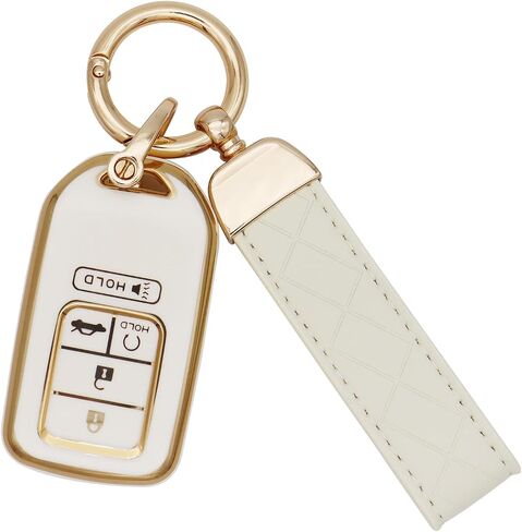 SUNCARACCL for Honda Key fob Cover with Leather Keychain, Soft TPU Full Cover Protection Key Fob Case for Honda Accord Civic CRV Pilot Odyssey Passport Smart Remote Key in Saudi Arabia
