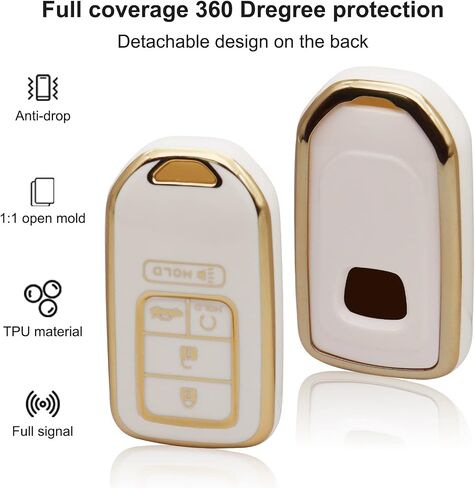 SUNCARACCL for Honda Key fob Cover with Leather Keychain, Soft TPU Full Cover Protection Key Fob Case for Honda Accord Civic CRV Pilot Odyssey Passport Smart Remote Key in Saudi Arabia