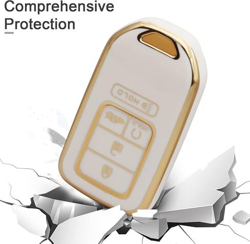 SUNCARACCL for Honda Key fob Cover with Leather Keychain, Soft TPU Full Cover Protection Key Fob Case for Honda Accord Civic CRV Pilot Odyssey Passport Smart Remote Key in Saudi Arabia