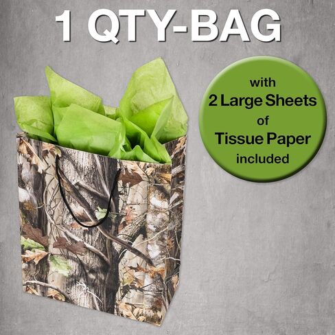 Havercamp Next Camo Party Gift Bag | 1 Count | Great for Hunter Themed Party, Camouflage Motif, Birthday Event, Graduation Party, Father's Day Celebration in Saudi Arabia