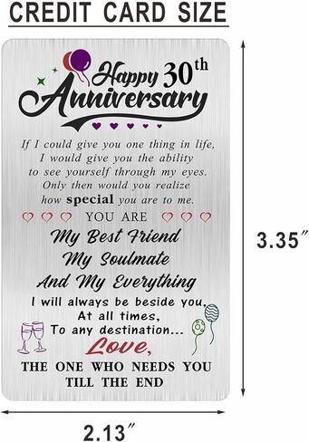 Alotozo 30th Anniversary Card Gifts for Her Him Men, Happy 30 Years Wedding Anniversary Engraved Wallet Card Gift for Boyfriend Husband in Kuwait