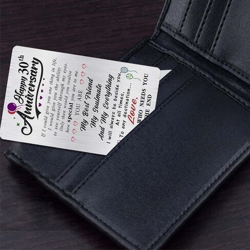 Alotozo 30th Anniversary Card Gifts for Her Him Men, Happy 30 Years Wedding Anniversary Engraved Wallet Card Gift for Boyfriend Husband in Kuwait