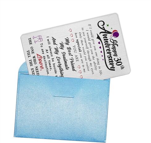 Alotozo 30th Anniversary Card Gifts for Her Him Men, Happy 30 Years Wedding Anniversary Engraved Wallet Card Gift for Boyfriend Husband in Kuwait