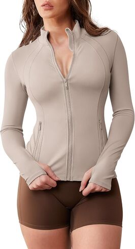 GYM RAINBOW Womens Athletic Zip Up Jakcets Contoured fit Lightweight Running Workout Jacket with Thumb Holes & Pockets in Saudi Arabia